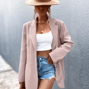 Blazer Estilo Alfaiataria Cor Rosê